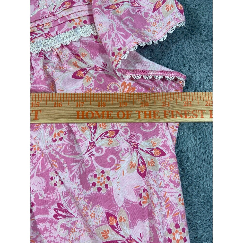 Kim Rogers Intimates Womens Pink Floral Gown Size XL Short Sleeve Jersey Midi - Picture 4 of 5